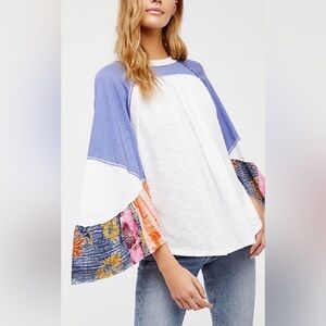 WE THE FREE Friday Fever Thermal Patchwork Bat Sleeve Boho Summer Top Size XS